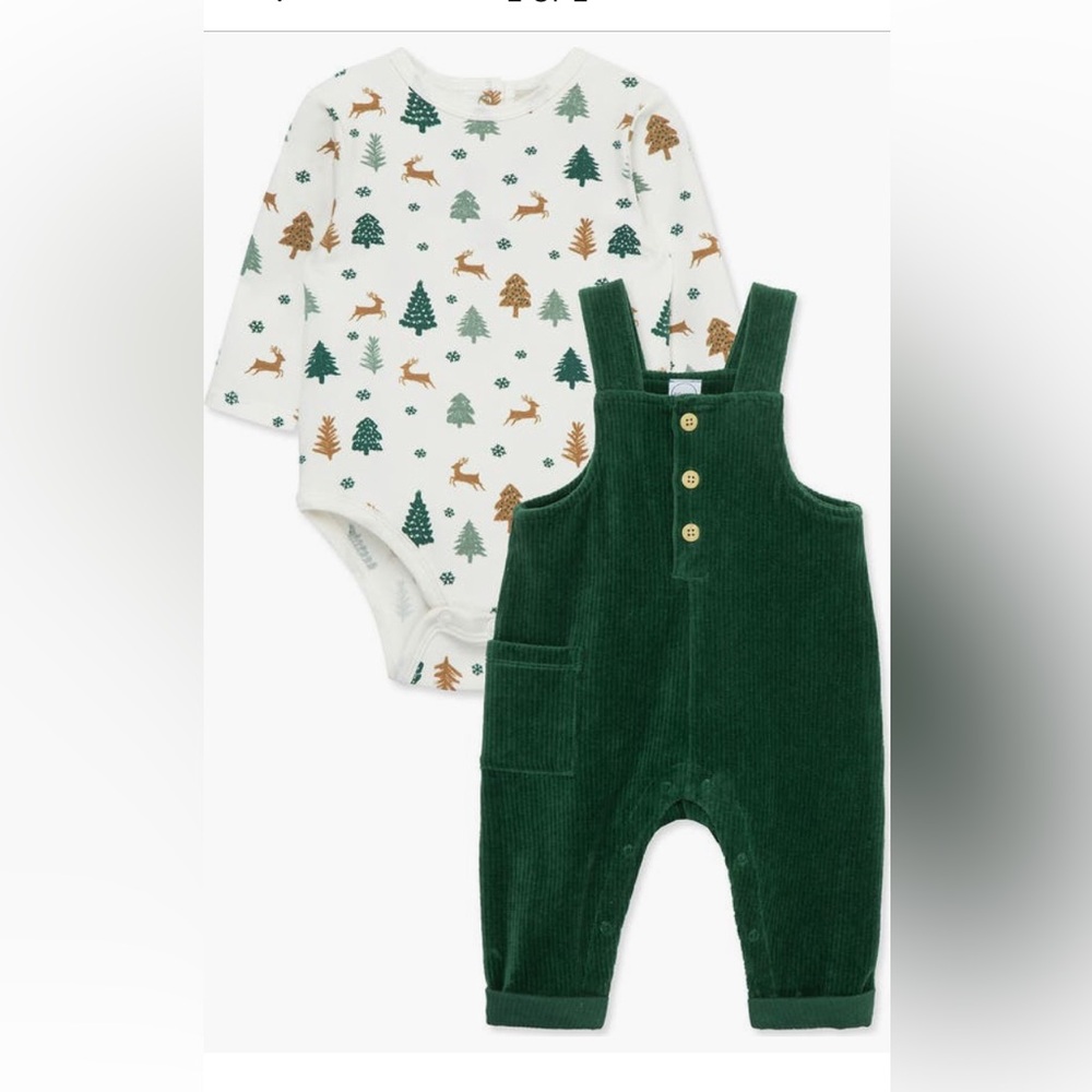 Kids Forest Green Corduroy Overalls